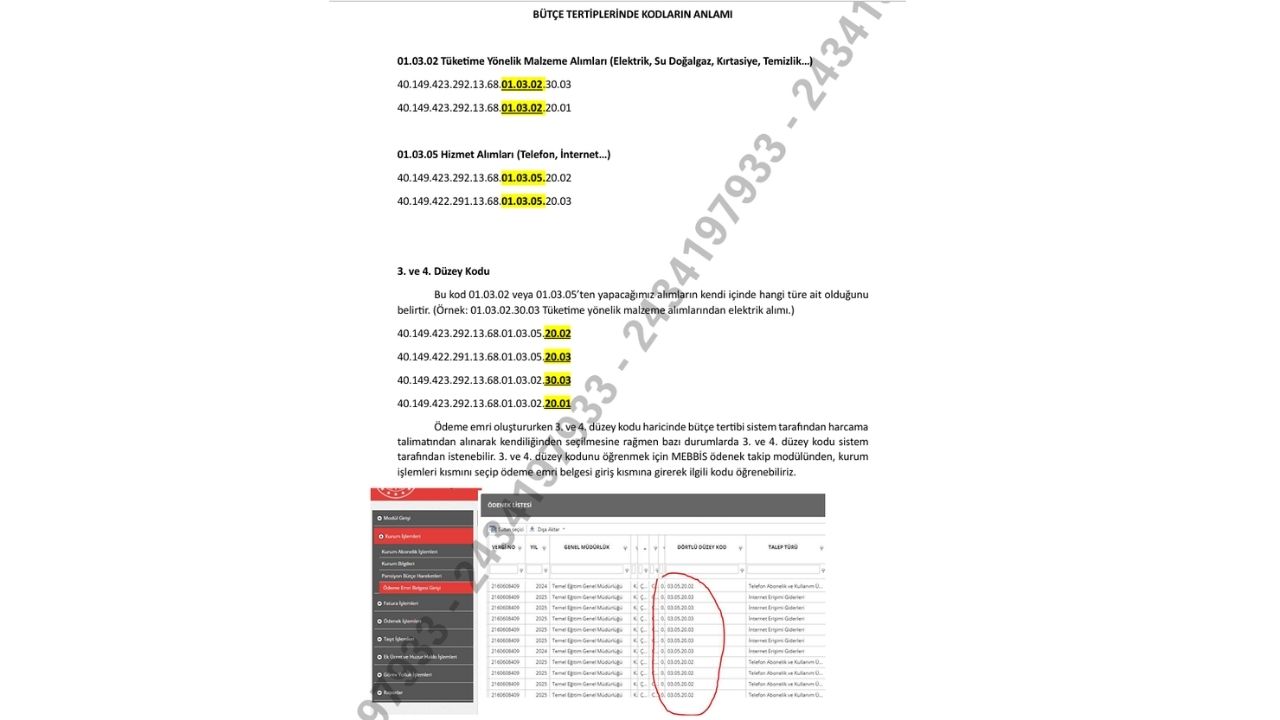 MEB Bütçe Tertiplerinde Kodların Anlamı